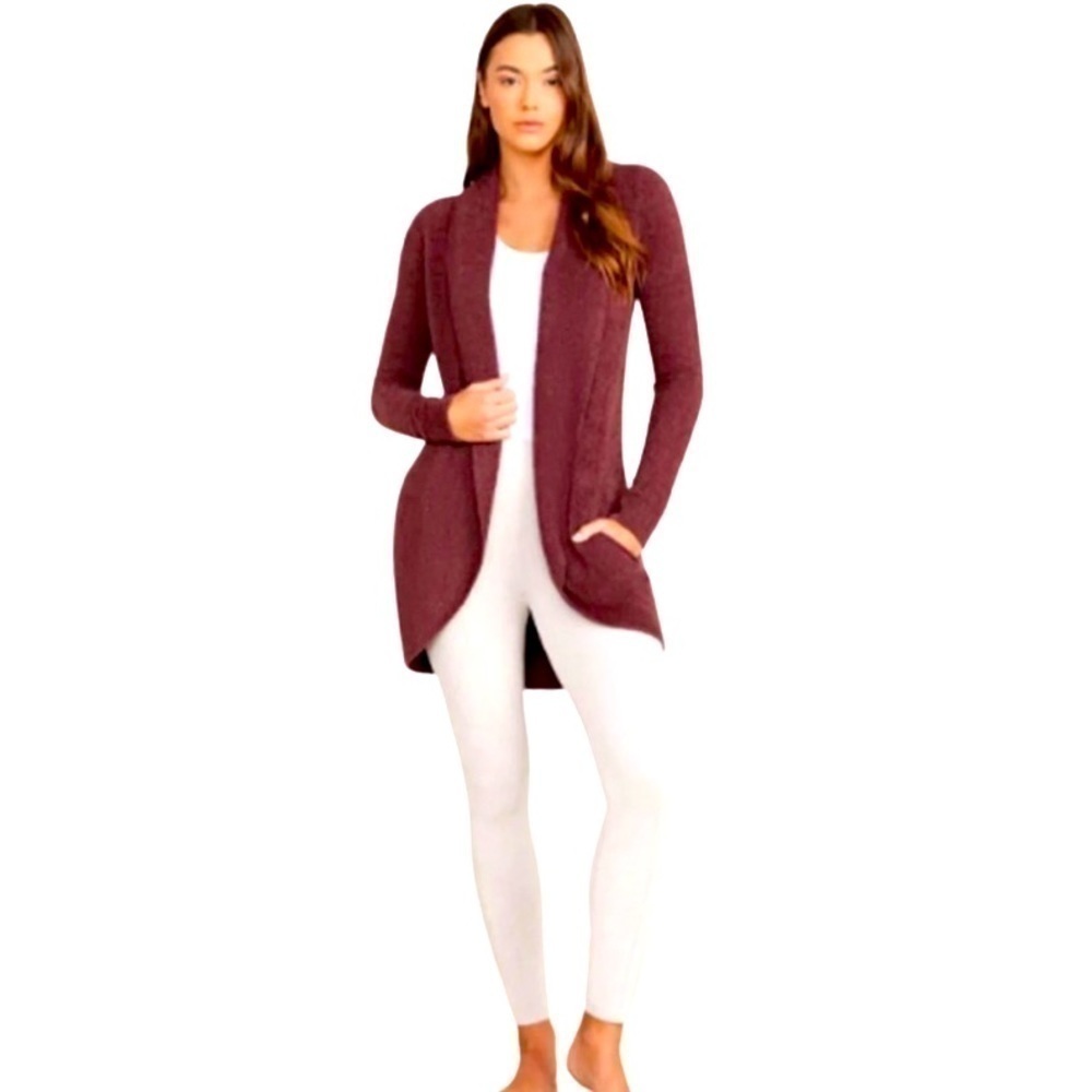 BAREFOOT DREAMS Cozychic Lite Plum Cardigan Size S